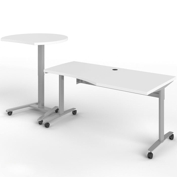 Haskell Education Fuzion Teacher’s Desk Left Handed Wave Table with Curved Podium