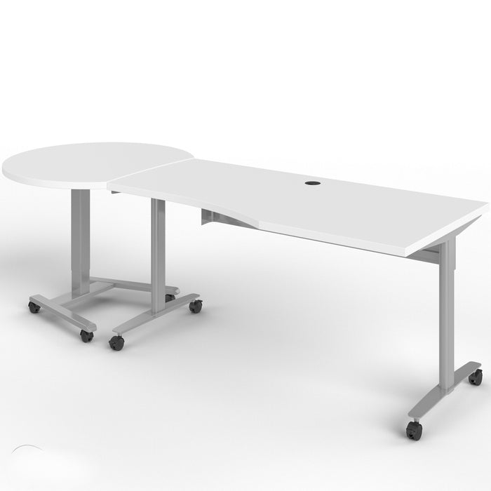 Haskell Education Fuzion Teacher’s Desk Left Handed Wave Table with Curved Podium