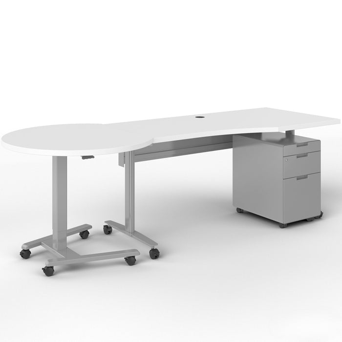 Haskell Education Fuzion Teacher’s Desk Left Handed Wave Table with Curved Podium