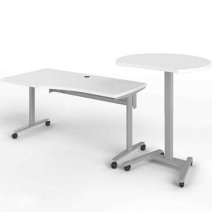 Haskell Education Fuzion Teacher’s Desk Right Handed Wave Table with Curved Podium