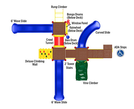 UltraPlay Boulder Point Play System with Shade – Ground Spikes & In-Ground Shade Posts