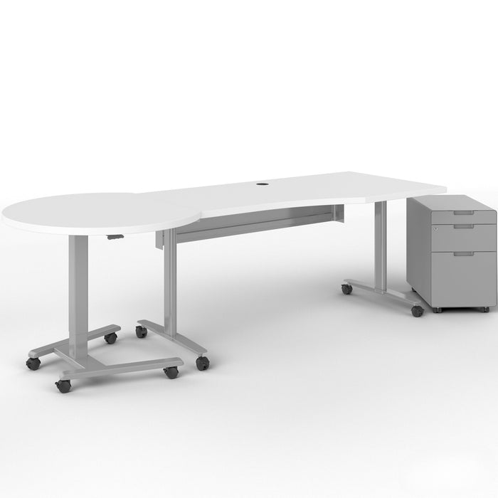 Haskell Education Fuzion Teacher’s Desk Left Handed Wave Table with Curved Podium